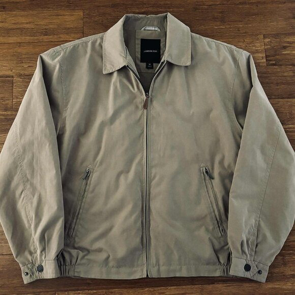 London Fog Men’s Medium Auburn Light Weight Front Zip Collared Golf Coat Tan - Picture 1 of 9